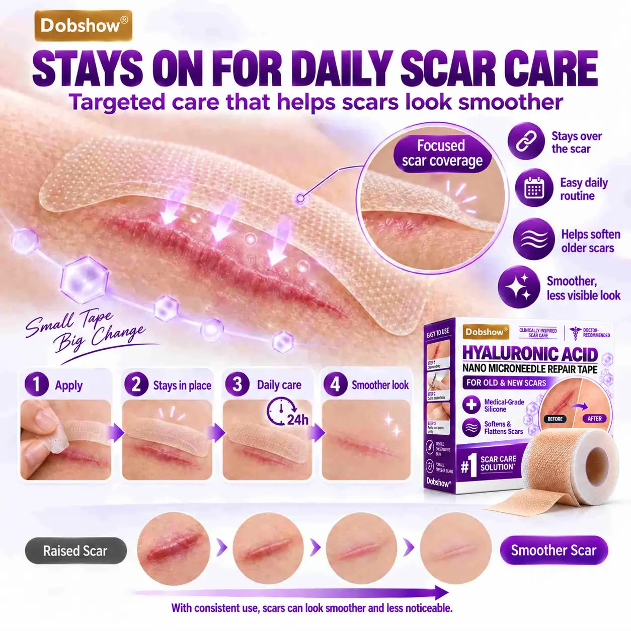 Dobshow® Medical-Grade Nano Microneedle Scar Repair Tape