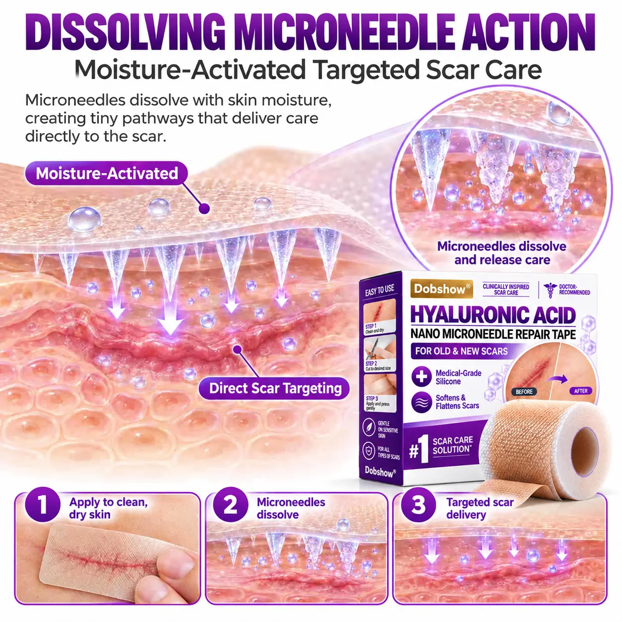 Dobshow® Medical-Grade Nano Microneedle Scar Repair Tape